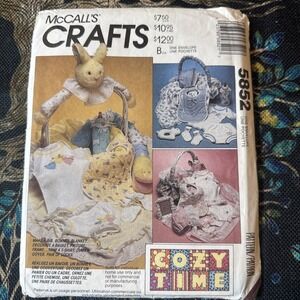 McCall's Crafts Sewing Pattern 5852 Rabbit Basket Gift Bib Bonnet Blanket FF
